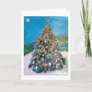 Een eenzame kerstboom vol Ornamenten Feestdagen Kaart