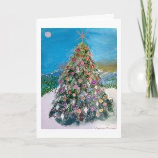Een eenzame kerstboom vol Ornamenten Feestdagen Kaart