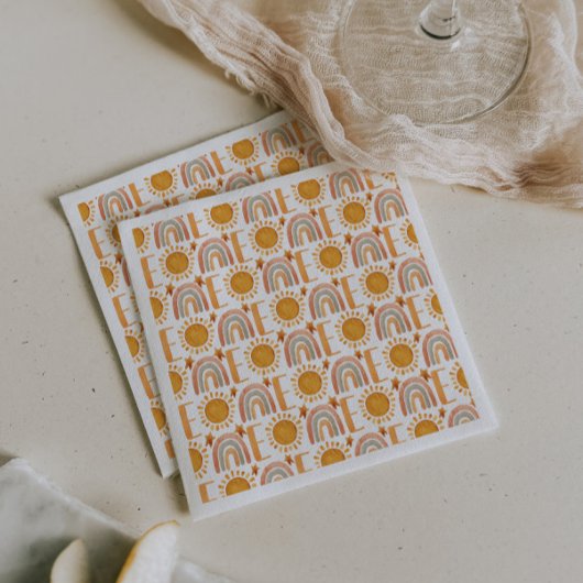 Een eerste verjaardag Waterverf Boho Rainbow en Su Servet