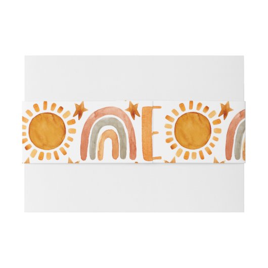 Een eerste verjaardag Waterverf Boho Rainbow en Su Uitnodigingen Wikkel (Achterkant Voorbeeld)