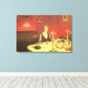 Een eettafel 's nachts door John Singer Sargent Canvas Afdruk