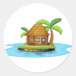 Een eiland met een kleine niphut ronde sticker