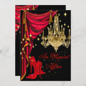 Een Elegant Affair Red Gold Chandelier Birthday Kaart (Voorkant / Achterkant)