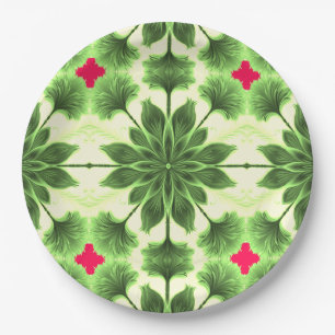 Een elegant groen rood klassiek ontwerp papieren bordje