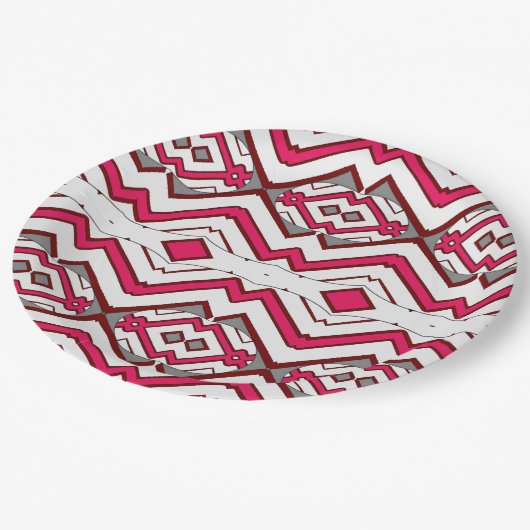 Een elegant zigzagpatroon in meerdere kleuren papieren bordje (Gekanteld)