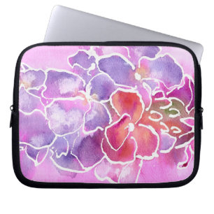 Een elegante Floral Pink- en Mauve-laptophoes Laptop Sleeve