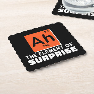 Een element van verrassing chemie grappige student kartonnen onderzetters