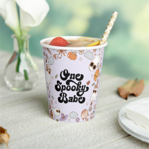 Een enge baby groovy Halloween 1e verjaardag  Papieren Bekers