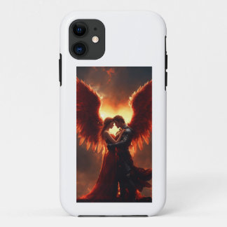 Een engel die een demon omhelst die vliegt iPhone 11 hoesje
