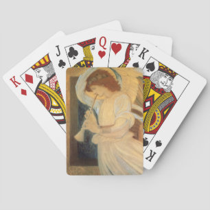 Een engel die een flageolet speelt van Burne Jones Pokerkaarten