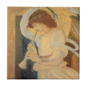 Een engel die een flageolet speelt van Burne Jones Tegeltje