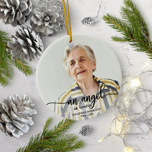 Een engel in de hemel gepersonaliseerde foto-herde keramisch ornament