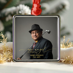 Een engel in de hemel Gouden folie Memorial Foto Metalen Ornament