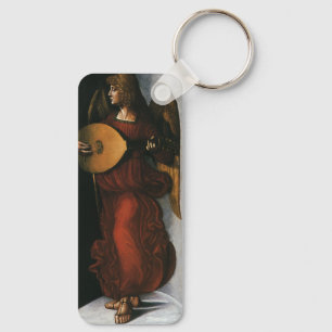 Een engel in het rood met een Lute van Leonardo da Sleutelhanger