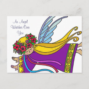 Een engel kijkt over jou briefkaart