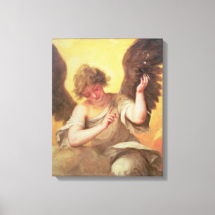 Een engel met een glazen erlenmeyer canvas afdruk