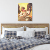 Een engel met een glazen fles canvas afdruk (Insitu (Slaapkamer))