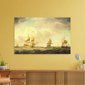 Een Engels vlaggenschip onder Easy Sail in een gem Canvas Afdruk (Insitu (Woonkamer))