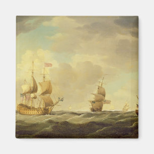 Een Engels vlaggenschip onder Easy Sail in een gem Magneet