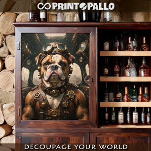 Een Engelse buldog steampunk-vliegenier Tissuepapi Tissuepapier