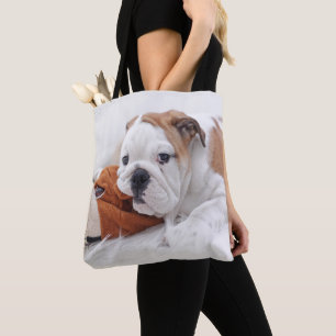 Een Engelse bulledog-puppy met een bulledog Tote Bag