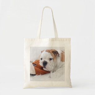 Een Engelse bulledog-puppy met een bulledog Tote Bag