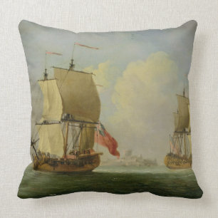 Een Engelse Sloop en een Frigate in a Light Breeze Kussen
