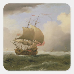 Een Engelstalige scheepsdichte in een sterke bries Vierkante Sticker