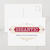 Een enorm bedankt aan jou voor je vrijgevigheid briefkaart (Voorkant / Achterkant)