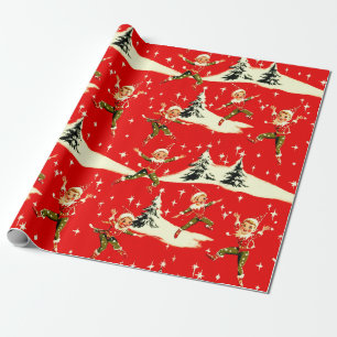 Een Erg Retro Kerstmis Pixies Cadeaupapier