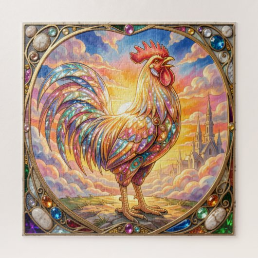 Een etherische haan legpuzzel (Verticaal)