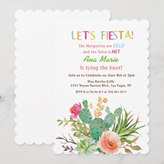 EEN EVENEMENT - Fiesta Floral Cactus Uitnodiging (Voorkant / Achterkant)