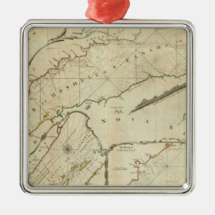 Een exacte kaart van de rivier de St Lawrence Metalen Ornament