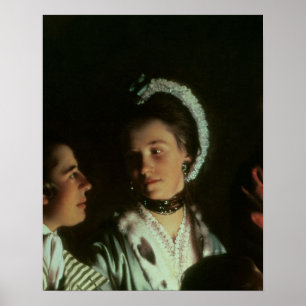 Een experiment op een vogel in de luchtpomp, 1768 poster