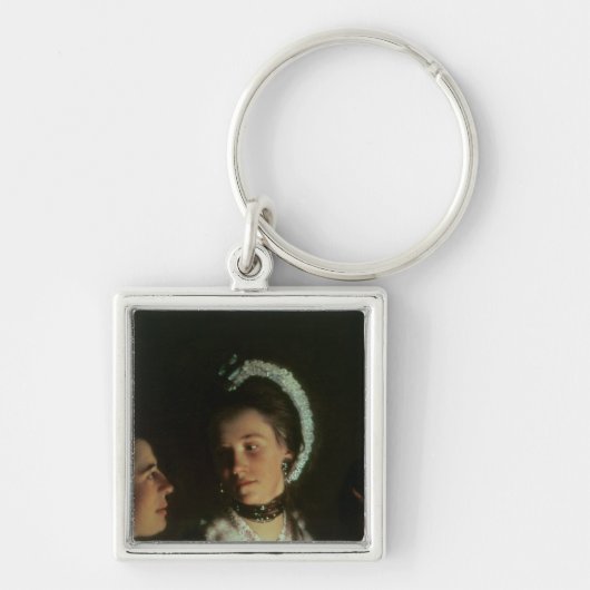 Een experiment op een vogel in de luchtpomp, 1768 sleutelhanger (Voorkant)