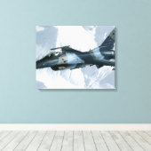 Een F-16-compressor Canvas Afdruk (Insitu (Houten vloer))