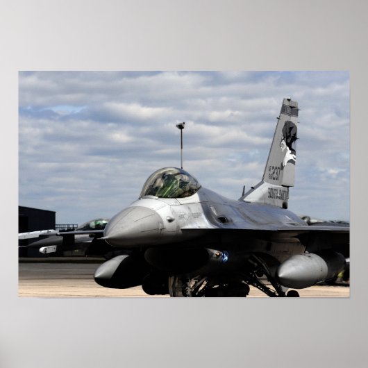Een F-16-strijder tegen valk Poster (Voorkant)