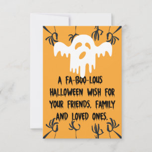 Een "fa-boo-lous halloween" wens kaart