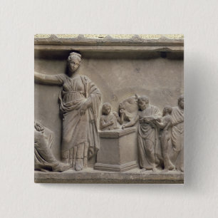 Een familie die een stier opoffert aan Asclepius Vierkante Button 5,1 Cm