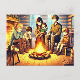 Een familiebijeenkomst briefkaart