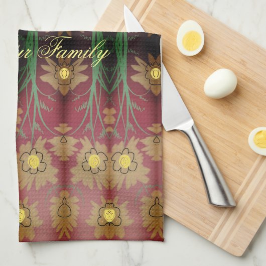 Een Fancy Roos en gele theedoek (Quarter Fold)