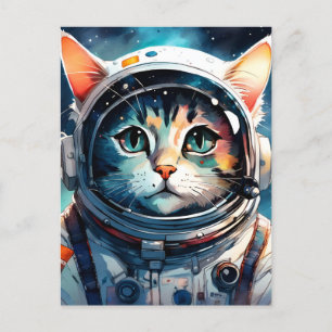 Een fantasie kat astronaut briefkaart