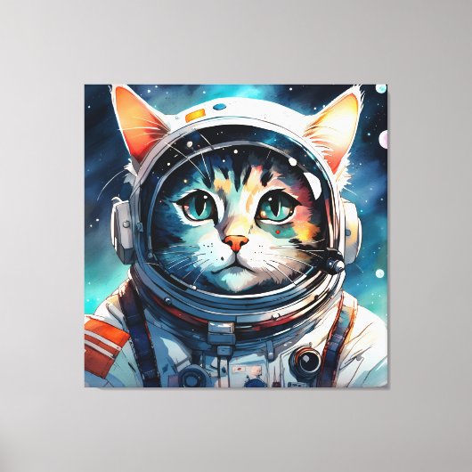 Een fantasie kat astronaut canvas afdruk (Voorkant)