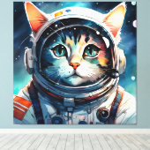 Een fantasie kat astronaut canvas afdruk (Insitu (Houten vloer))