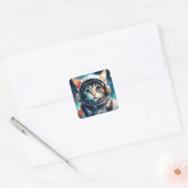 Een fantasie kat astronaut vierkante sticker (Envelop)