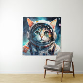Een fantasie kat astronaut wandkleed (In situ)