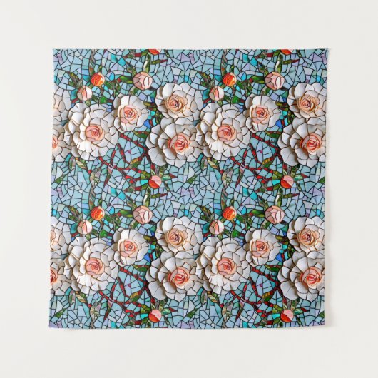 Een  faux mozaïek bloemenpatroon wandkleed (Voorkant (horizontaal))