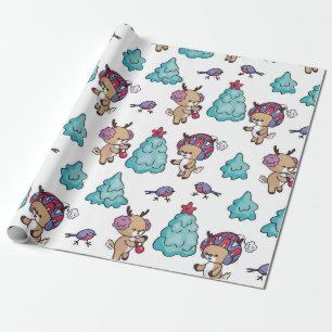 Een Fawn en Bird Wrapping Papier