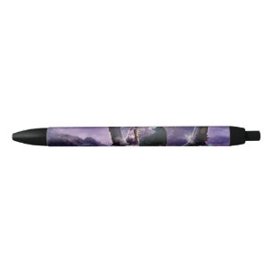 Een fee en een donkere wolf zwarte inkt pen