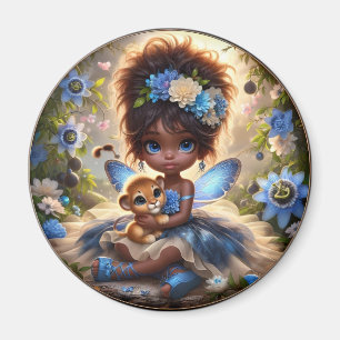 Een fee en haar Leeuw Cub Blue Magneet